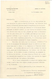 [Carta] 1925 oct. 13, Paris, [Francia] [a] Mademoiselle Gabriela Mistral