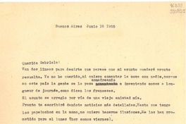 [Carta] 1955 jun. 10, Buenos Aires, [Argentina] [a] Querida Gabriela
