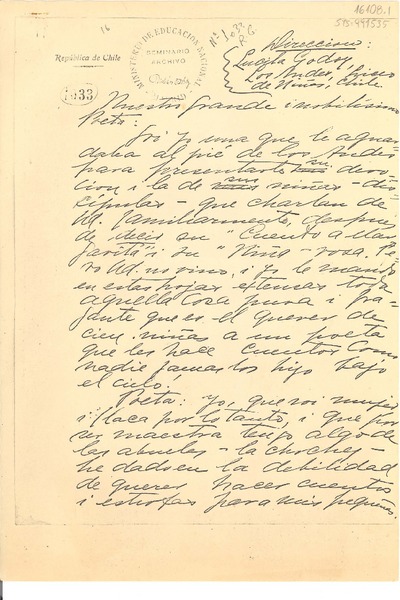 [Carta] 1913 , Los Andes, Chile [a] [Ruben Darío]