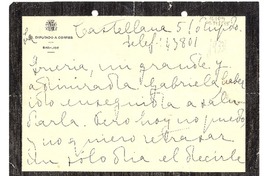 [Carta] [1933] , [España] [a] Gabriela Mistral