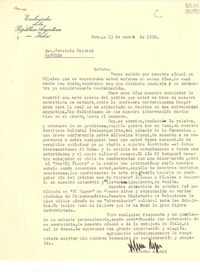 [Carta] 1952 ene. 23, Roma, [Italia] [a] Gabriela Mistral, Nápoles