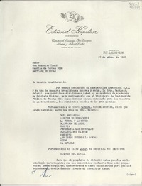 [Carta] 1957 sept. 27, [Buenos Aires, Argentina] [a] Señor Don Radomiro Tomic, Santiago de Chile