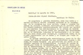 [Carta] 1933 ago. 8, Madrid, [España] [al] Excmo. Sr. don Miguel Cruchaga, Santiago, Chile