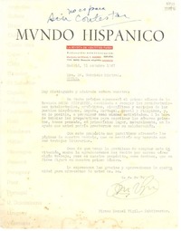 [Carta] 1947 oct. 31, Madrid [a] Gabriela Mistral, Chile
