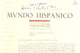 [Carta] 1947 oct. 31, Madrid [a] Gabriela Mistral, Chile