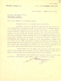 [Carta] 1941 dic. 29, Buenos Aires, [Argentina] [a] Gabriela Mistral, Petrópolis, Brasil