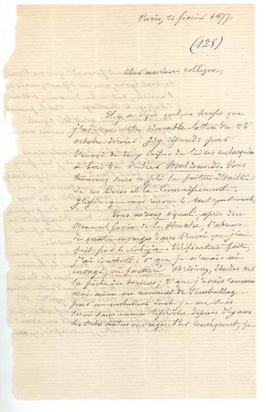 [Carta] 1877 feb. 21, París, Francia [a] Ramón Briseño