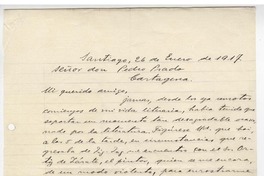 [Carta] 1917 ene. 26, Santiago, Chile [a] Pedro Prado