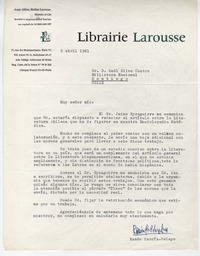 [Carta] 1961 abr. 5, París, Francia [a] Raúl Silva Castro