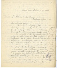 [Carta] 1909 octubre 6, Buenos Aires, Argentina [a] Ricardo E. Latcham.