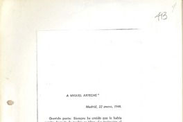 [Carta] 1948 ene. 22, Madrid, España [a] Miguel Arteche
