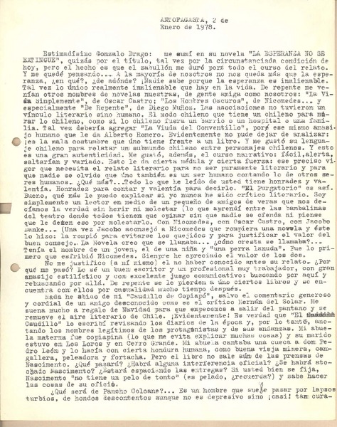 [Carta] 1978 ene. 2, Antofagasta, Chile [a] Gonzalo Drago