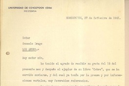 [Carta] 1941 sep. 27, Concepción, Chile [a] Gonzalo Drago