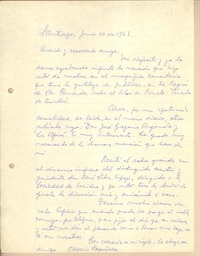 [Carta] 1963 jun. 10, Santiago, Chile [a] Gonzalo Drago