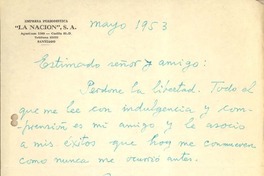 [Carta] 1953 mayo, Santiago, Chile [a] Gonzalo Drago