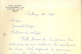 [Carta] 1959 diciembre, Santiago, Chile [a] Gonzalo Drago