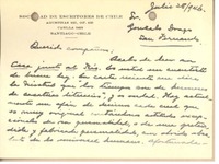 [Tarjeta] 1946 jul. 28, Santiago, Chile [a] Gonzalo Drago