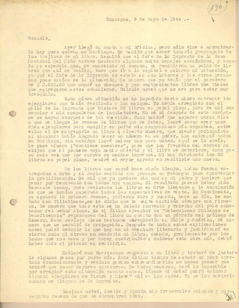 [Carta] 1944 may. 9, Rancagua, Chile [a] Gonzalo Drago