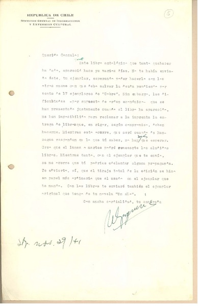 [Carta] 1941 nov. 29, Santiago, Chile [a] Gonzalo Drago