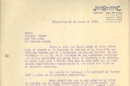 [Carta] 1945 mar. 21, Valparaíso, Chile [a] Gonzalo Drago