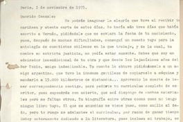 [Carta] 1975 nov. 2, Paris, Francia [a] Gonzalo Drago