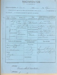 Certificado de nacimiento de Lucila de María Godoi Alcayaga