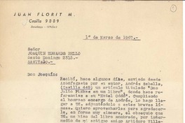 [Carta] 1967 mar. 1, Santiago, Chile [a] Joaquín Edwards Bello