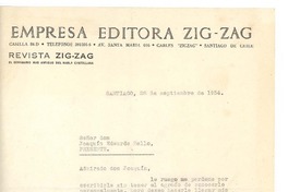 [Carta] 1954 sep. 28, Santiago, Chile [a] Joaquín Edwards Bello