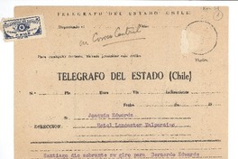 [Telegrama] 1956 feb. 17, Santiago, Chile [a] Joaquín Edwards Bello, Valparaíso