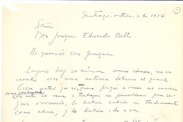 [Carta] 1954 sep. 6, Santiago, Chile [a] Joaquín Edwards Bello