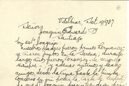 [Carta] 1937 sep. 19, Viña del Mar, Chile [a] Joaquín Edwards Bello