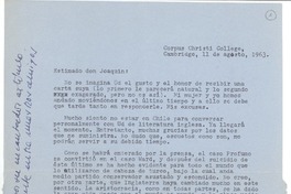 [Carta] 1963 ago. 11, Cambridge, Inglaterra [a] Joaquín Edwards Bello
