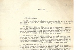 [Carta] [1945] abr. 11, Santiago, Chile [a] Joaquín Edwards Bello