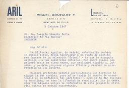 [Carta] 1947 oct. 3, Santiago, Chile [a] Joaquín Edwards Bello