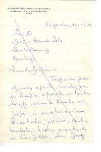 [Carta] 1959 nov. 13, Valparaíso, Chile [a] Joaquín Edwards Bello