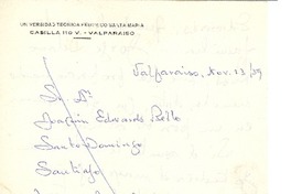 [Carta] 1959 nov. 13, Valparaíso, Chile [a] Joaquín Edwards Bello