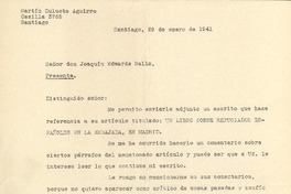 [Carta] 1941 ene. 29, Santiago, Chile [a] Joaquín Edwards Bello