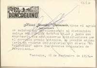 [Tarjeta] 1959, noviembre 26, Rancagua, [Chile] [a] Joaquín Edwards Bello