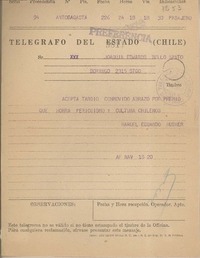 [Telegrama] 1959 noviembre 18, Antofagasta, [Chile] [a] Joaquín Edwards Bello