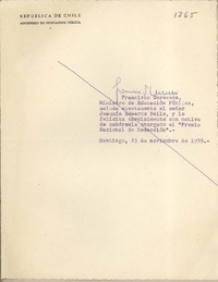[Tarjeta] 1959 noviembre 25, Santiago, [Chile] [a] Joaquín Edwards Bello