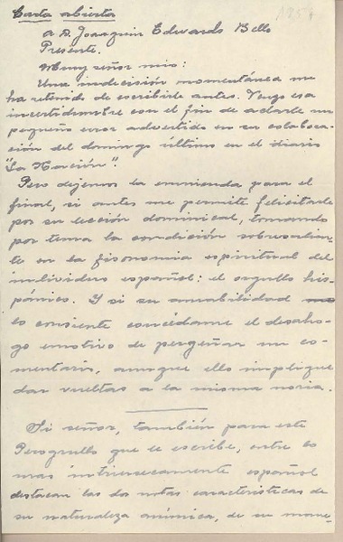 [Carta] 1951 abril 15, Santiago, [Chile] [a] Joaquín Edwards Bello