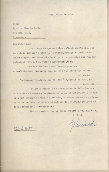 [Carta] 1951 diciembre 14, Santiago, [Chile] [a] Joaquín Edwards Bello