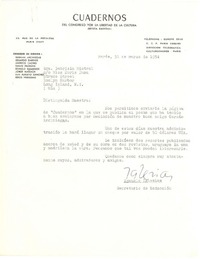 [Carta] 1954 mar. 31, París, Francia [a] Gabriela Mistral, Long Island, New York