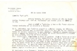 [Carta] 1956 mar.22, Santiago, Chile [a] Doris Dana, [New York]