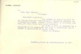 [Carta] 1930 octubre, Quillota, Chile [a] Luis Omar Cáceres, Santiago, Chile