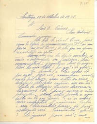 [Carta] 1928 oct. 11, Santiago, Chile [a] Luis Omar Cáceres, San Antonio, Chile
