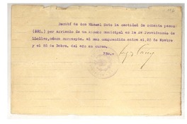 [Recibo] 1929, [dic. 25], San Antonio, Chile [a] Misael Soto