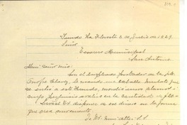 [Carta] 1929 jul. 3, Fundo La Floresta, San Antonio, Chile [a] Sr. Tesorero Municipal, [Omar Cáceres]