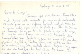 [Carta] 1985 jun. 27, Santiago, Chile [a] Jorge [Aravena Llanca]