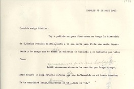 [Carta] 1952 may. 28, Nápoles, Italia [a] Sixtina Araya